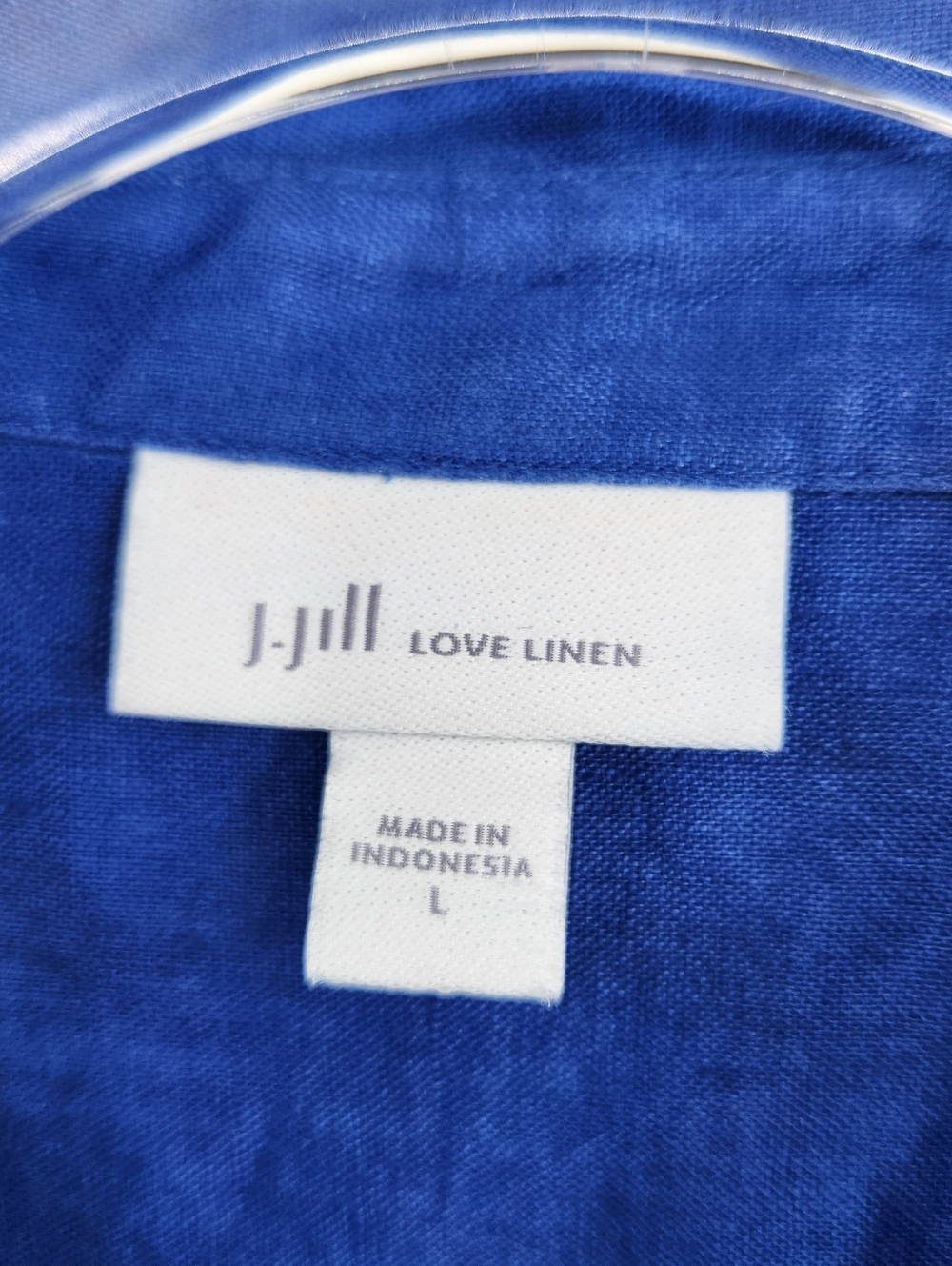 J. Jill Love Linen Long Sleeve Button Front Shirt Womens Size Large Royal Blue - Picture 4 of 7
